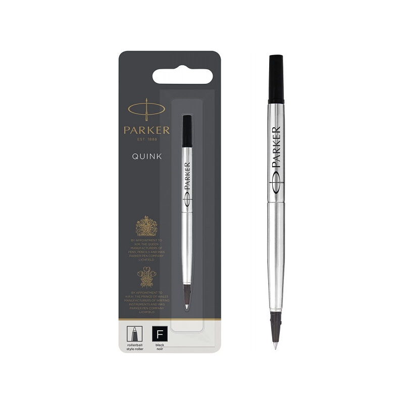 Recharge pour stylo roller - Noir - Pointe fine - Quink - Parker