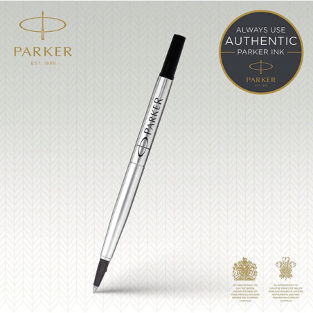 Recharge pour stylo roller - Noir - Pointe fine - Quink - Parker