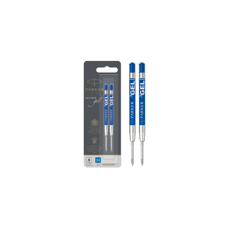 PARKER recharge bille gel pointe moyenne bleue blister X 2