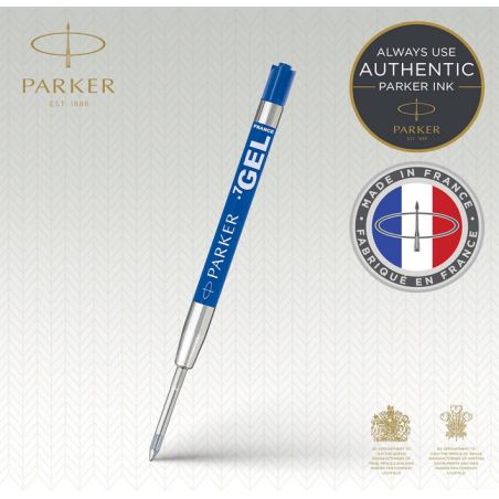PARKER recharge bille gel pointe moyenne bleue blister X 2