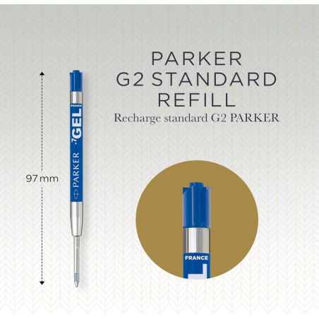 PARKER recharge bille gel pointe moyenne bleue blister X 2