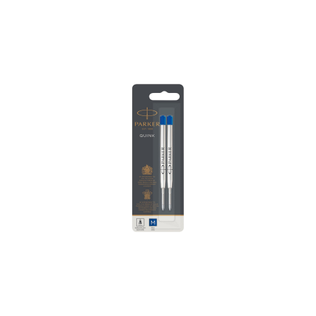 PARKER recharge bille gel pointe moyenne bleue blister X 2
