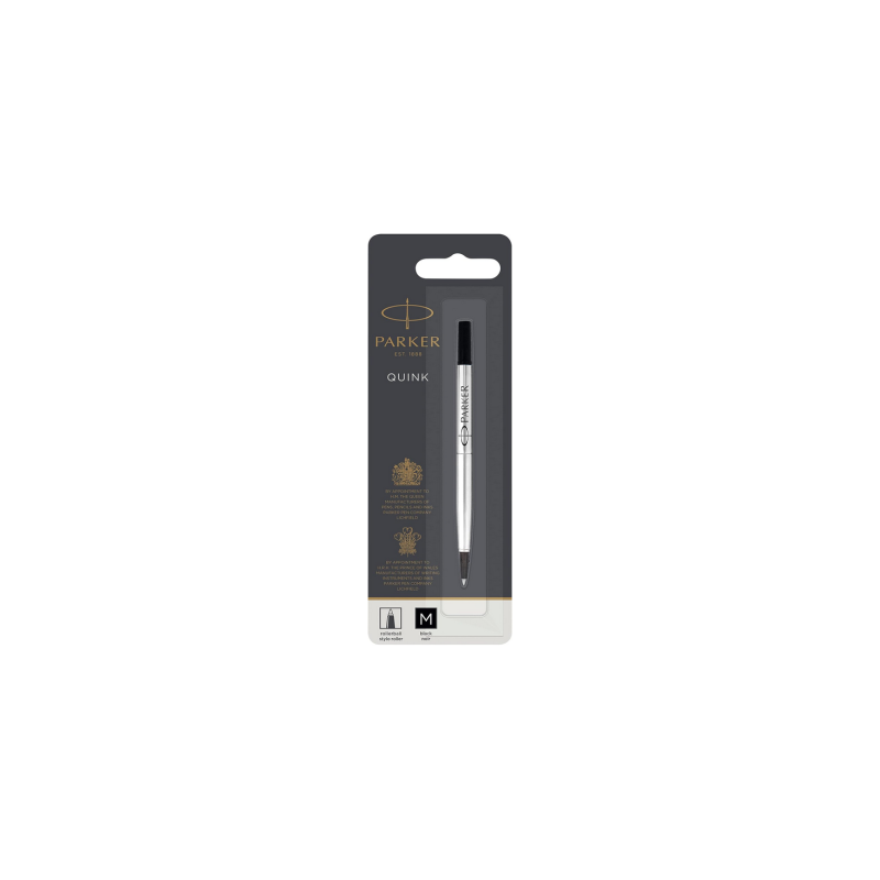 PARKER recharge Stylo Roller, pointe moyenne, noire, blister X 1