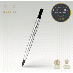 PARKER recharge Stylo Roller, pointe moyenne, noire, blister X 1
