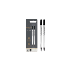 PARKER recharge Stylo Roller, pointe moyenne, noire, blister X 2