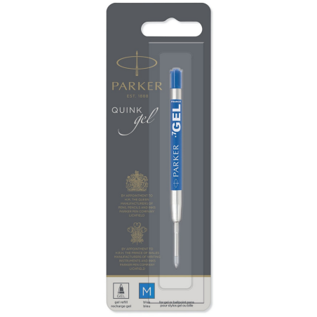 PARKER recharge bille gel, pointe moyenne, bleue, blister X 1