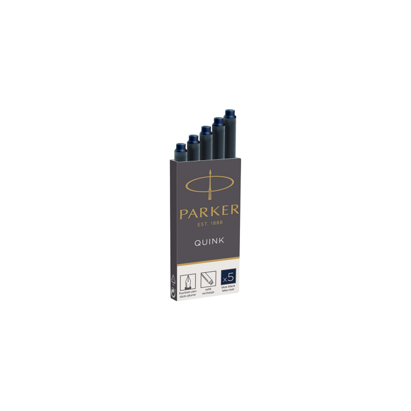 PARKER Quink 5 cartouches longues pour Stylo plume, bleue/noire