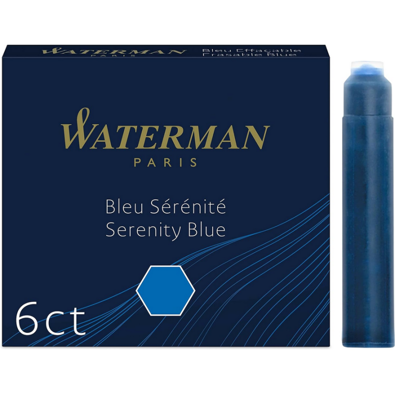 Waterman Boîte de 6 Cartouches Petit Format Bleu Sérénité
