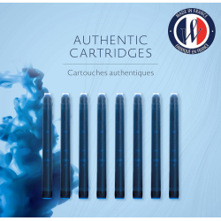WATERMAN boîte de 8 cartouches longues, couleur Bleu Sérénité effaçabl