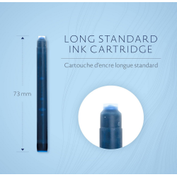 WATERMAN boîte de 8 cartouches longues, couleur Bleu Sérénité effaçabl