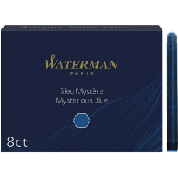 WATERMAN boîte de 8 cartouches longues, couleur Bleu Mystère pour Styl