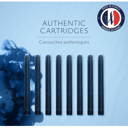 WATERMAN boîte de 8 cartouches longues, couleur Bleu Mystère pour Styl