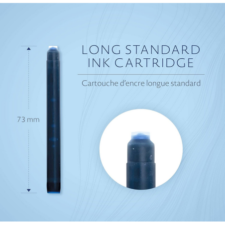 WATERMAN boîte de 8 cartouches longues, couleur Bleu Mystère pour Styl