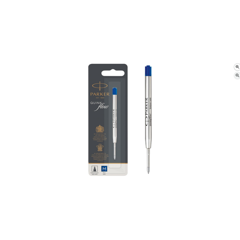 PARKER recharge bille Quinkflow, pointe moyenne, bleue, blister X 1