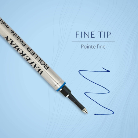 WATERMAN recharge roller , pointe fine, bleue, blister X 1