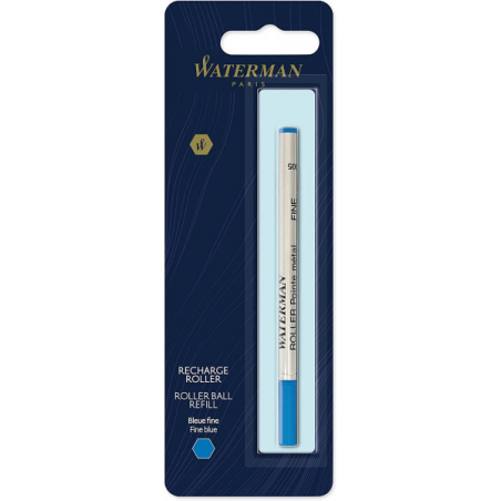 WATERMAN recharge roller , pointe fine, bleue, blister X 1