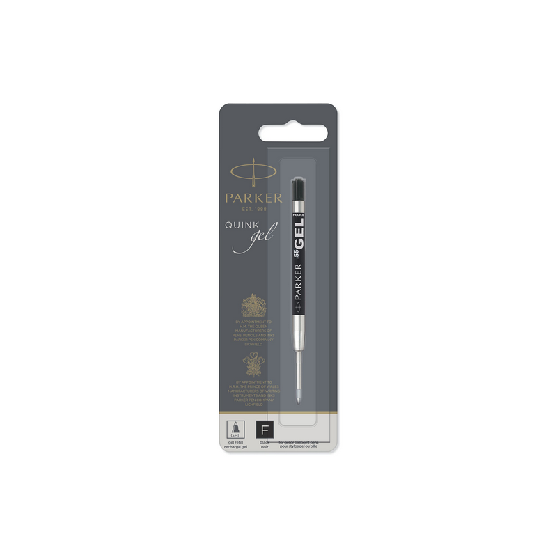 PARKER recharge bille gel, pointe moyenne, noire, blister X 1
