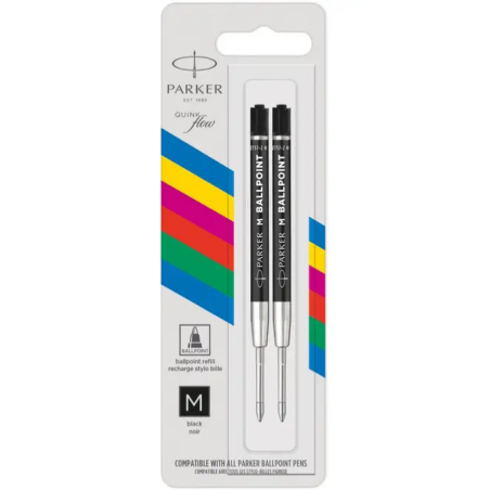 Parker Eco recharge pour stylo bille, pointe moyenne, noir, blister de