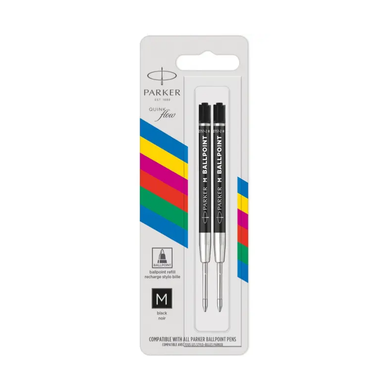 Parker Eco recharge pour stylo bille, pointe moyenne, noir, blister de