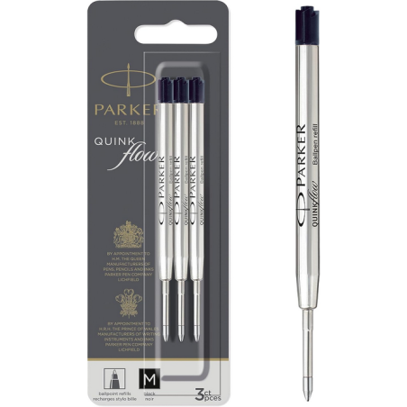 Parker recharges pour stylo bille | pointe moyenne | encre noire QUIN
