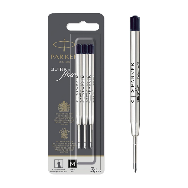 Parker recharges pour stylo bille | pointe moyenne | encre noire QUIN