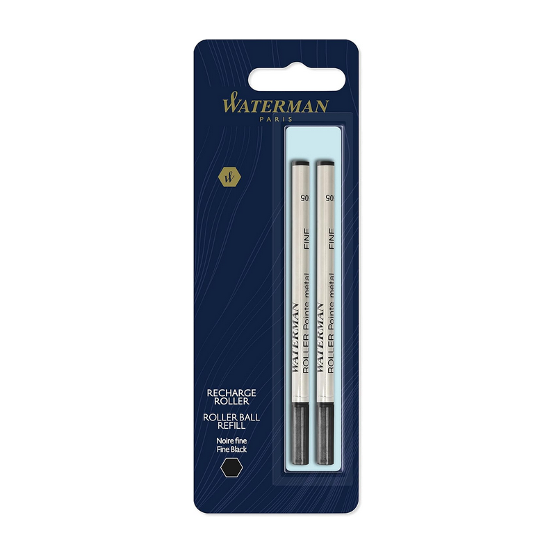 WATERMAN recharge roller, pointe fine, noire, blister X 2