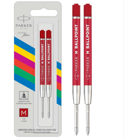 PARKER Recharge pour stylo à bille QUINKflow ECO M rouge blister de 2