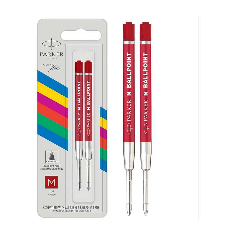 PARKER Recharge pour stylo à bille QUINKflow ECO M rouge blister de 2