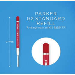 PARKER Recharge pour stylo à bille QUINKflow ECO M rouge blister de 2