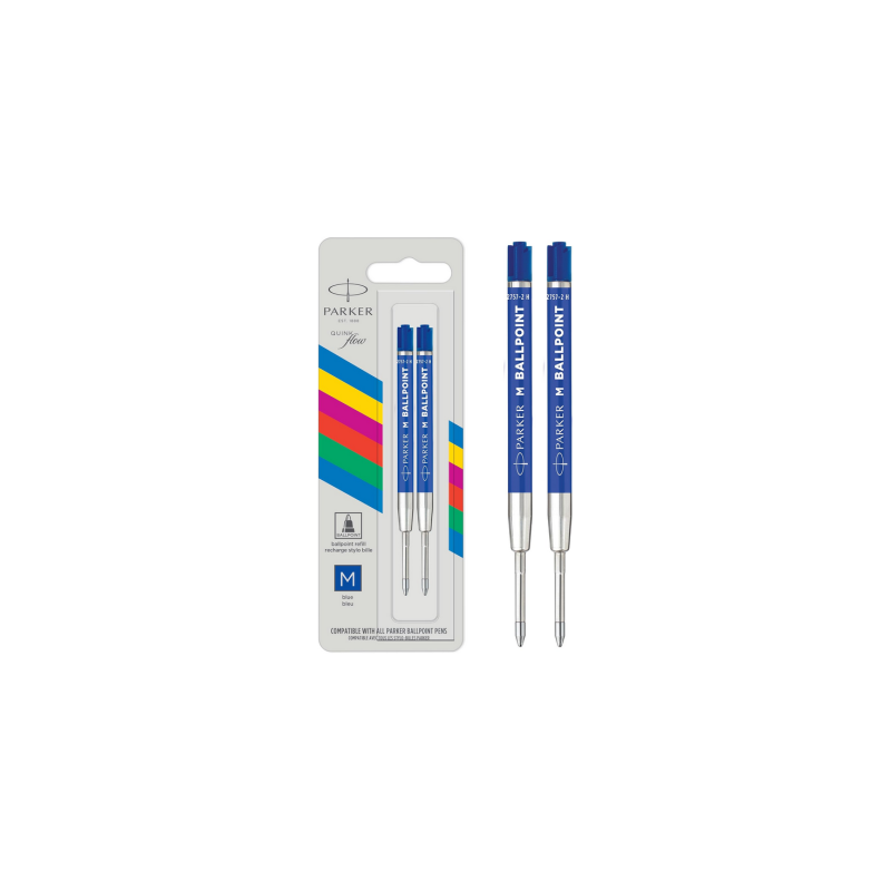 PARKER Recharge pour stylo à bille QUINKflow ECO, M, bleu blister de 2