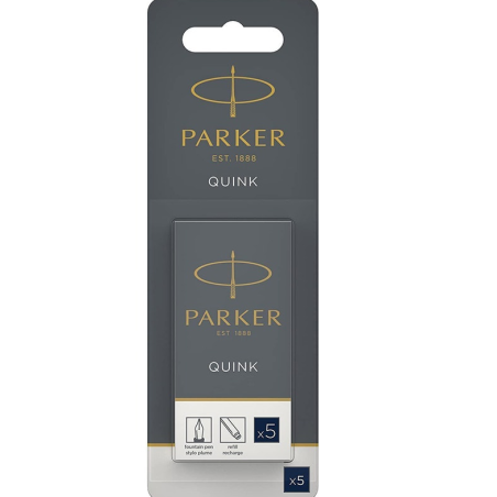 PARKER Quink 5 cartouches longues pour Stylo plume, encre noire  sous