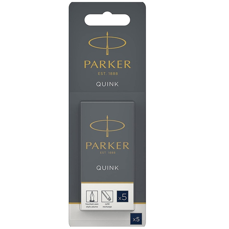 PARKER Quink 5 cartouches longues pour Stylo plume, encre noire  sous