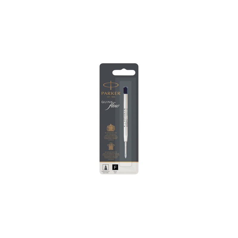 PARKER recharge bille Quinkflow, pointe fine, noire, blister X 1