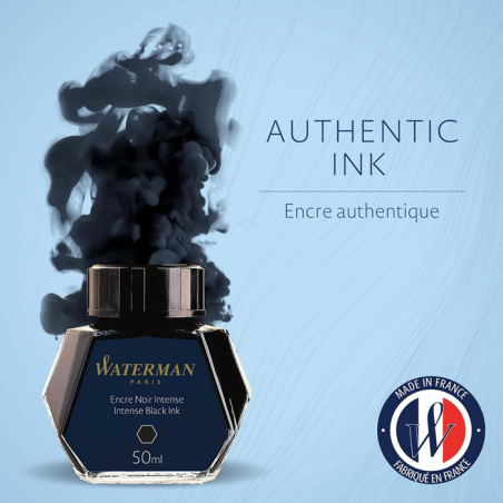 WATERMAN encre pour Stylo plume, flacon d'encre Noir Intense, bouteill