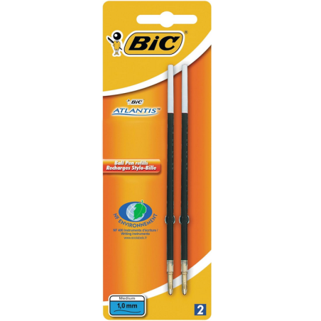 BIC Blister de 2 Recharges Pte Moy. 1 mm Bleue pour Stylo bille