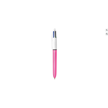 BIC Stylo 4 couleurs Pointe moyenne  Corps métal rose