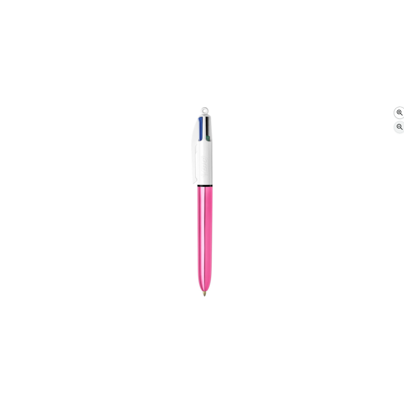 BIC Stylo 4 couleurs Pointe moyenne  Corps métal rose