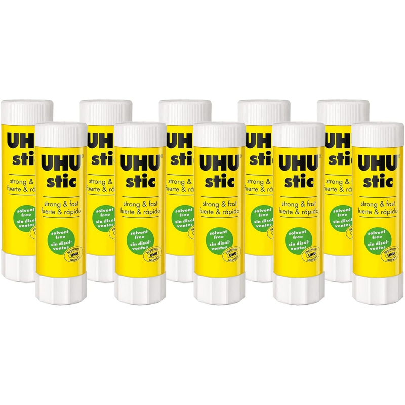 UHU Lot de 10 bâtons de colle, sans solvants, 8,2 g