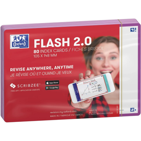 OXFORD Flashcards 80 cartes 10,5 x 14,8 cm unies