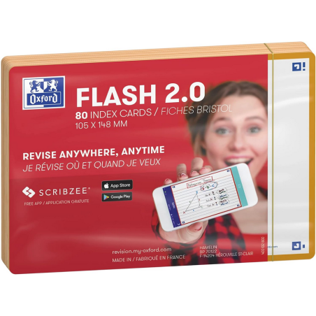 OXFORD Flashcards 80 cartes 10,5 x 14,8 cm unies