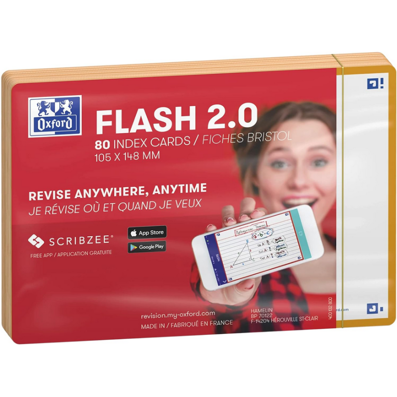 OXFORD Flashcards 80 cartes 10,5 x 14,8 cm unies