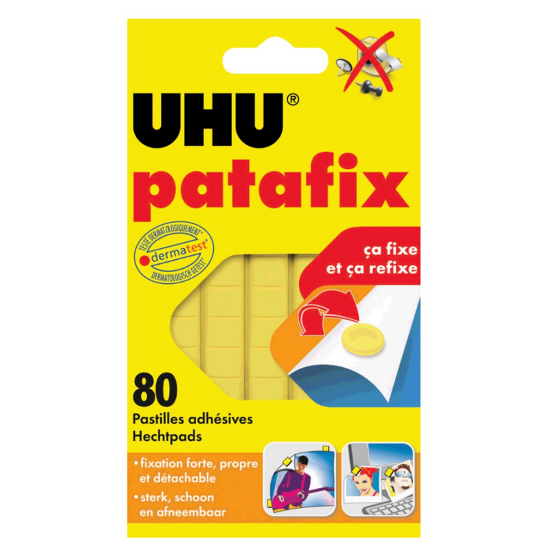 UHU 80 Pâtes adhésives patafix, repositionnable, jaune