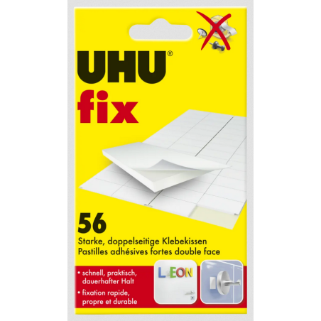 UHU  56 Pastilles adhésives fix, double face, blanc
