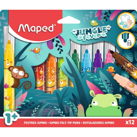 Maped Feutre JUNGLE fever JUMBO, étui en carton de 12