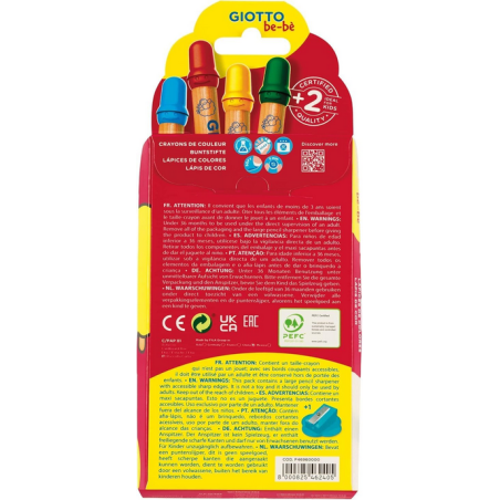 GIOTTO  6 Crayons de couleur + taille crayon
