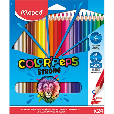 Maped Crayon de couleur COLOR'PEPS STRONG, étui carton de 24