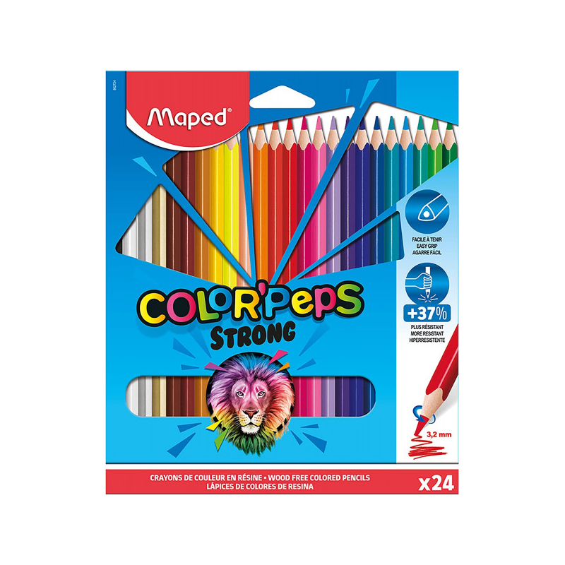 Maped Crayon de couleur COLOR'PEPS STRONG, étui carton de 24