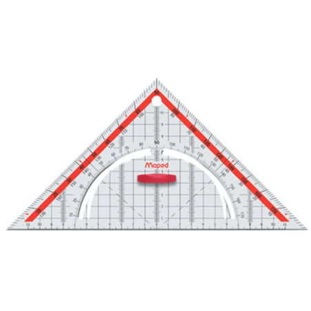 Equerre géométrique - Scolaire - 45° - Hypoténuse 26 cm - Geotechnic -