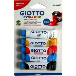 GIOTTO Blister de 5 tubes de gouache 10 ml, coloris assortis primaires