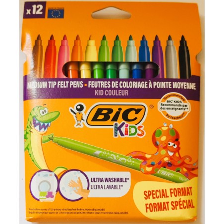BIC KIDS Feutre Kid Couleur medium, étui en carton de 12